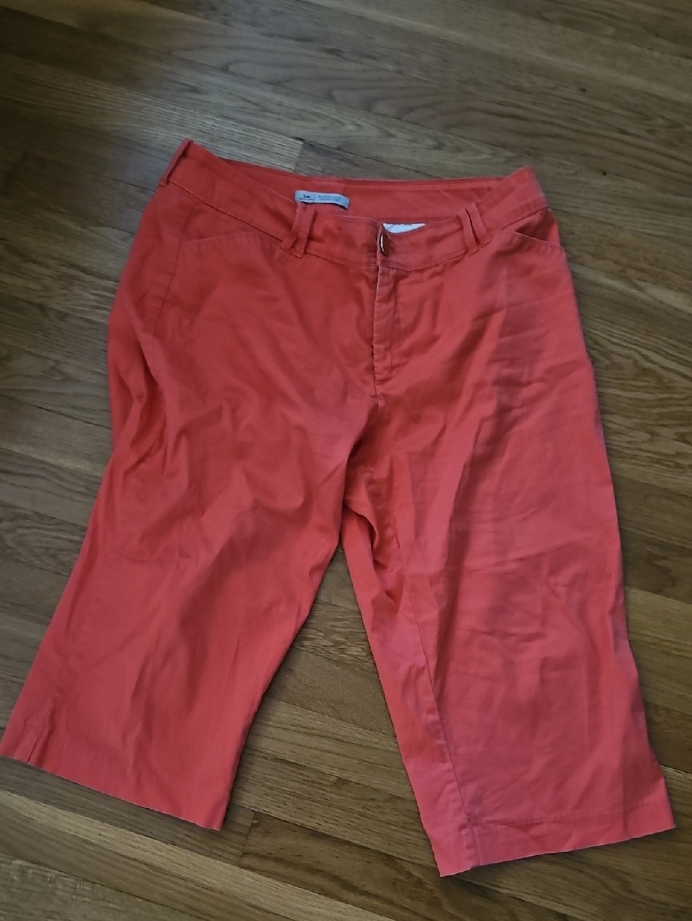 Lee Women's Coral Cotton Chino Capri 3/4 Pants Naturally Slimming Size 14